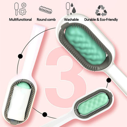 PEEOED Pet Cleaning Hair Removal Comb, Universal Knot Remover for Pets, Portable Multifunctional Pet Cleaning Brush, Massage Care Comb for Sensitive Cats & Dogs (Short, Pink)
