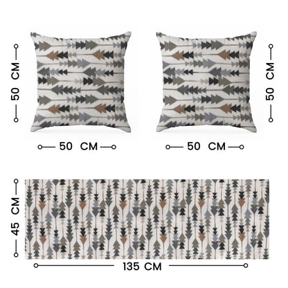 INTEX HOME Sofia Elegance 3-Piece Set – Linen Velvet Table Runner 45x135 cm - 2 Cushion Covers 40X40 cm – Elegant Home Décor for Dining Table & Living Room – Grey