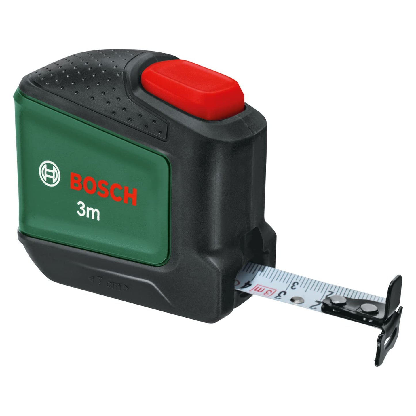 Bosch Tape Measure 3m (Auto Lock; 19mm Tape Width; Nylon-Coated; Accurate 3-Metre Tape Measure with Metric Scale; with Two-Direction Hook and Metal Belt Clip)