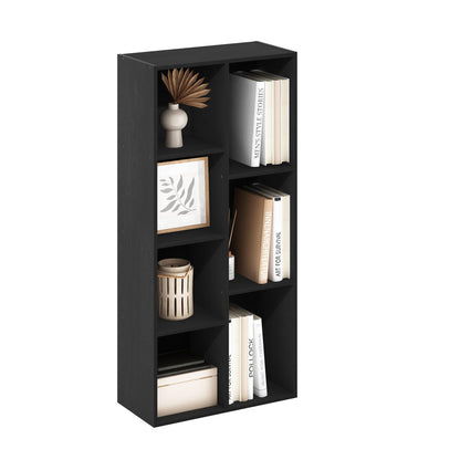 5-Tier Narrow Vertical Wall Unit, Tall Column Floating Storage Organizer and Utility Shelf for Bedroom or Living Room, Space-Saving Design in a White Laminate Finish