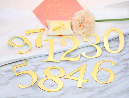 Acrylic Number Cake Toppers, Mirror Finish 0–9 Picks, 9.5 cm Height, Ideal for Birthday Wedding Graduation Anniversary Decorations