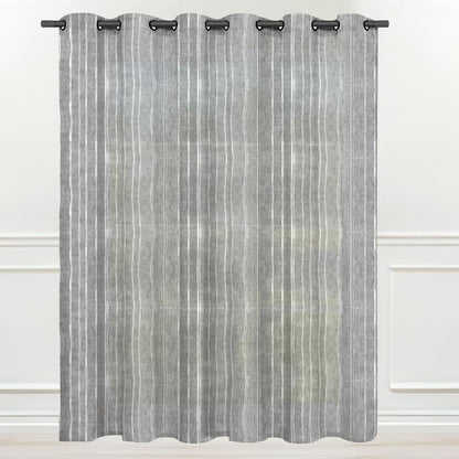 Intex CURTAINS HOUSE Natural Semi Sheer Linen Curtains for Living Room – Light Filtering Drapes with Steel Grommets and Random White Stripes, One Panel - Off-White - 200W x 230L CM