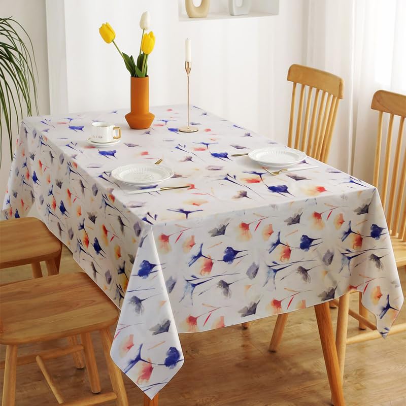 INTEX HOME Tablecloth, Sou Floral Pattern, Rectangle Design, Premium Linen Velvet Fabric, Ultra-Soft and Wrinkle-Resistant, 130×190 cm, 1 Piece, Elegant Table Cover for Dining, Kitchen, or Living Room