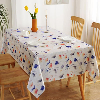 INTEX HOME Tablecloth, Sou Floral Pattern, Rectangle Design, Premium Linen Velvet Fabric, Ultra-Soft and Wrinkle-Resistant, 130×190 cm, 1 Piece, Elegant Table Cover for Dining, Kitchen, or Living Room