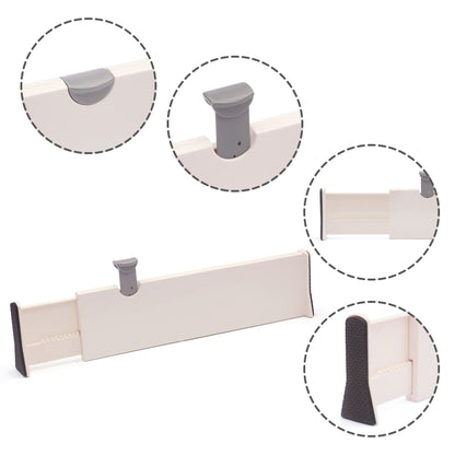 Set of 4 Adjustable Dresser Drawer dividers Organizers, Plastic Expandable Drawer Organization Separators for Kitchen, Bedroom, Closet, Bathroom, Clothing, Cabinet, Clothes, Underwear, Office, X-Large