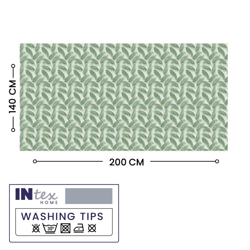 INTEX HOME Linen Velvet Table Cloth, Bella Leaf Pattern, Premium Soft Fabric, 130W×130L CM, Turquoise, Elegant Dining and Living Room Decor, Durable Protection for Daily Use and Special Occasions