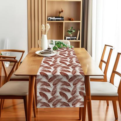 INTEX HOME Linen Velvet Table Runner, Bella Leaf Pattern, Premium Soft Fabric, 45W×135L CM, Turquoise, Elegant Dining and Living Room Decor, Luxurious Protection for Daily Use and Special Occasions