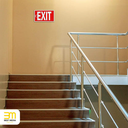 EXIT Signs, 3-Pack Glow in the Dark Photoluminescent EXIT Decal Stickers, 30 x 18 cm Self-Adhesive Emergency Exit Signs for Walls and Doors, Safety Signage for Home, Office