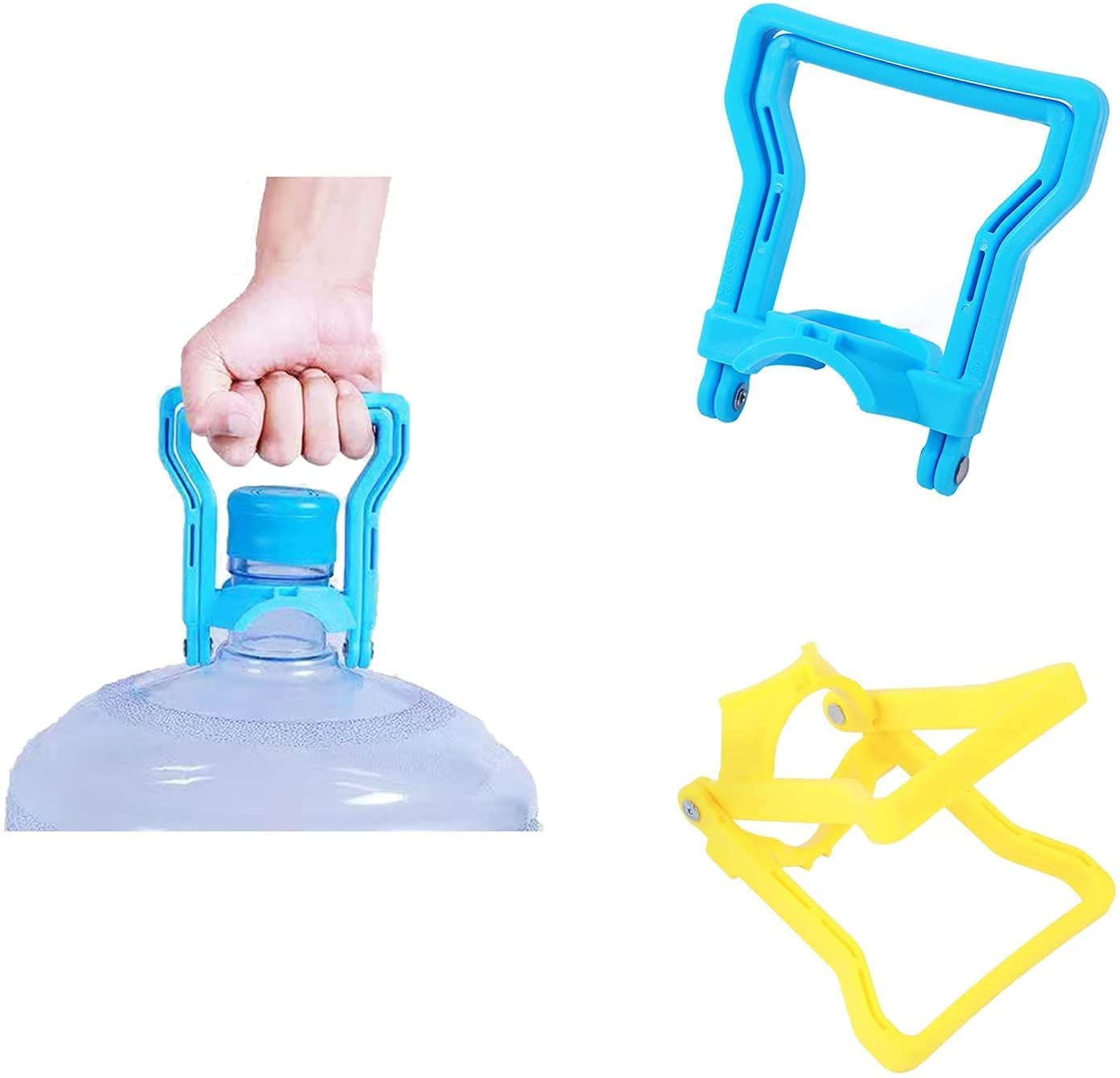2PCS Drinking Water Bottle Handle, 5 Gallon Water Bottle Handle with Anti-Slip Holder Easy to Lift, for 2-5 Gallon Water Bottle Caps, 5 Gal Bottle Carrier,Drinking Water bottle lifter (Yellow & Blue)