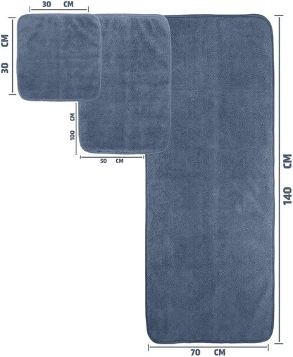 4-Piece Towel Set, 100% Cotton – Includes 1 Bath Towel 140 cm x 70 cm, 1 Hand Towel 100 cm x 50 cm, 2 Washcloths 30 cm x 30 cm, Quick Dry, Super Soft, Highly Absorbent, No Fade, Grey
