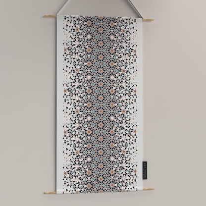 Ramadan's Unique Reya Velvet Fabric Posters Set, a Wall Art Decor Kit for Festive Home Decor, White & Blue, a Serene Islamic Design for Living Room or Bedroom during Ramadan
