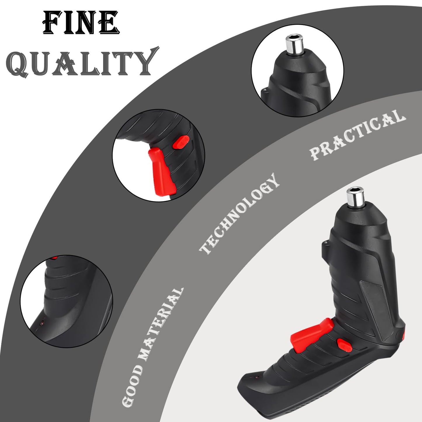 4.2 V Cordless Screwdriver, 3.5 Nm Small Cordless Screwdriver Set with 47-Piece Accessories (LED Light, USB Charging Cable and Case), Mini Electric Battery Screwdriver, Black Battery Drill for Screws,