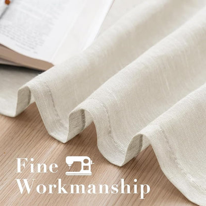 INtex CURTAINS House Semi-Transparent Linen Sheer Curtain, Lightweight Fabric with Steel Grommets, Elegant One Piece Window Panel for Living Room or Home Décor - 400 W x 270 L - Café