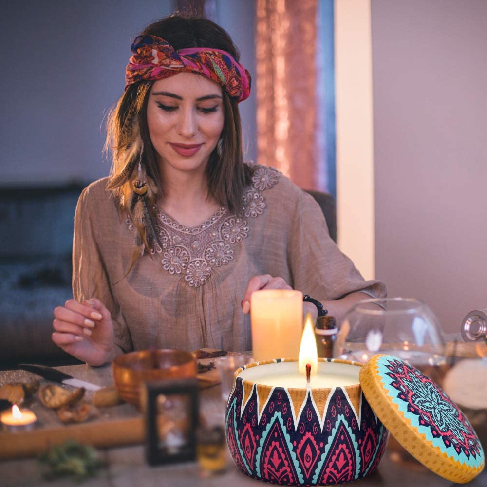 Fegishilly Scented Candles Gift Set, 4 Pack Aromatherapy Candle, Stress Relief Gifts for Women,120H Burning, Candles for Home Scented, Ideal for Birthday, Thanksgiving, Mother's Day