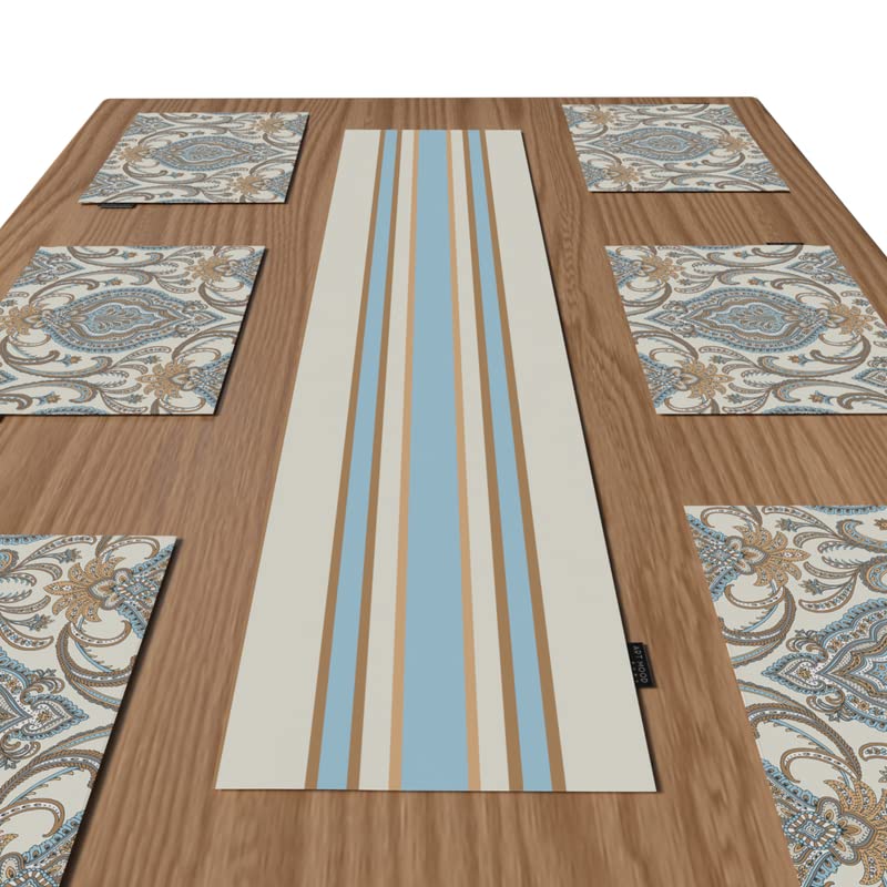 مجموعة مفارش طاولة من القماش الملكي مكونة من 6 قطع، مفارش طاولة متعددة الألوان، كل منها 45 × 30 سم، متينة وقابلة للغسل بنمط متطور، مثالية لإنشاء منظر طاولة أنيق وفخم