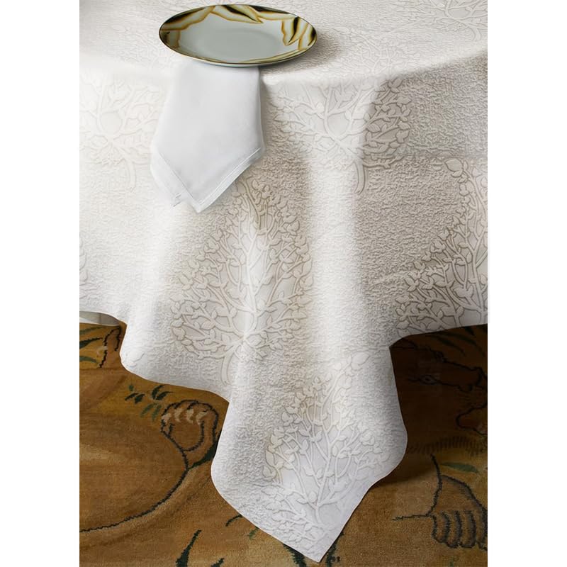 INtex Home Linen Rectangle Tablecloth, DAS Printed Design for Reception Living Room and Kitchen Tables, Elegant Dining and Daily Home Décor Use, 1 Pc - 200 x 250 cm - Off White