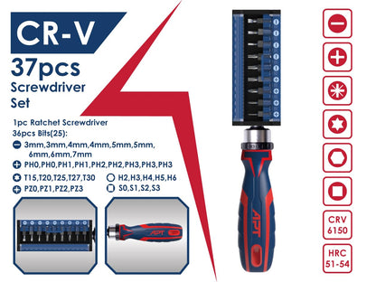 APT 37pcs Ratchet Screwdriver Set