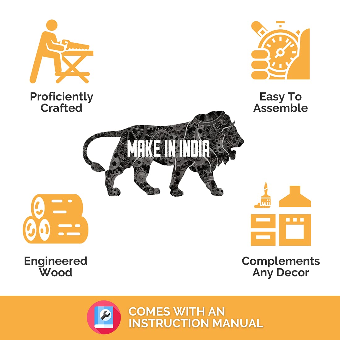 Wooden Bookcase for Kids with 5 Sections, Decorative Storage Unit and Floor Standing File Cabinet for Study or Playroom, 80cm Tall in Beige Manufactured Wood