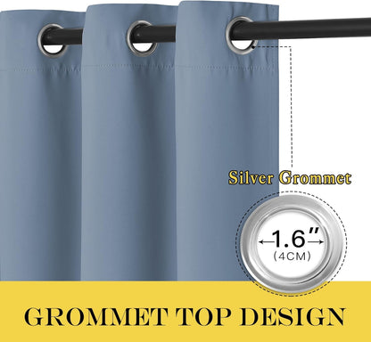 INtex CURTAINS HOUSE Blackout Curtains - Soft Peachy Texture Thermal Insulating Curtains-Silver Steel Grommets Blackout For Living Rooms And Bedrooms - Single Panel 135W X 230L CM Black