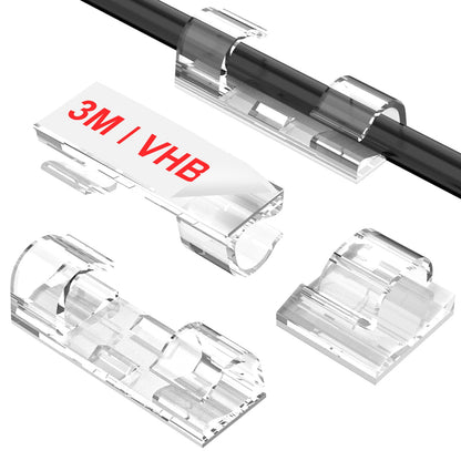 TidyHelper Adhesive Cable Clips Clear (40PCS, M), Upgraded Wire Holders for Wall, Strong Cord Organizer Under Desk, Car, PC, Christmas Light Indoor/Outdoor