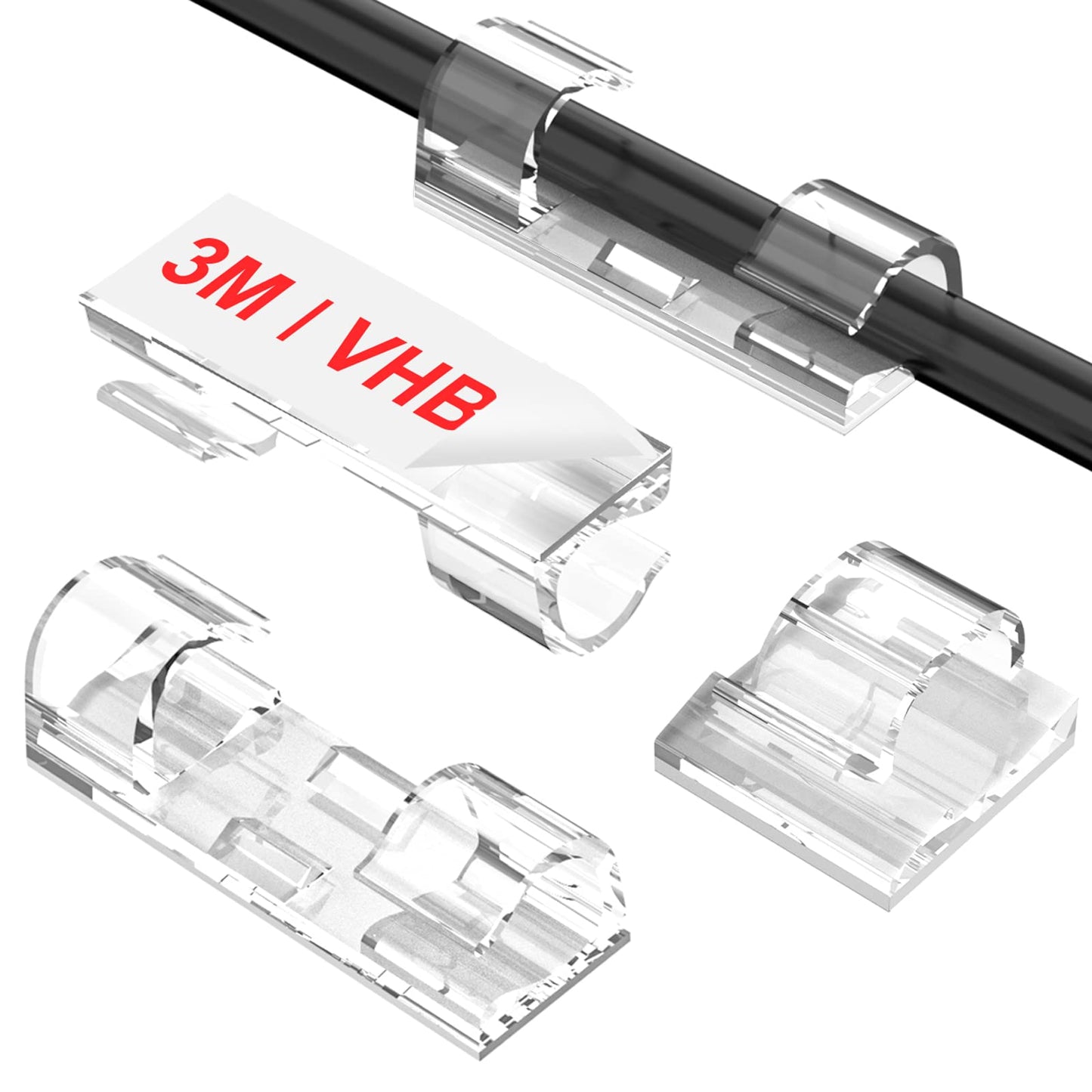 Adhesive Cable Clips Clear (40PCS, M), Upgraded Wire Holders for Wall, Strong Cord Organizer Under Desk, Car, PC, Christmas Light Indoor/Our