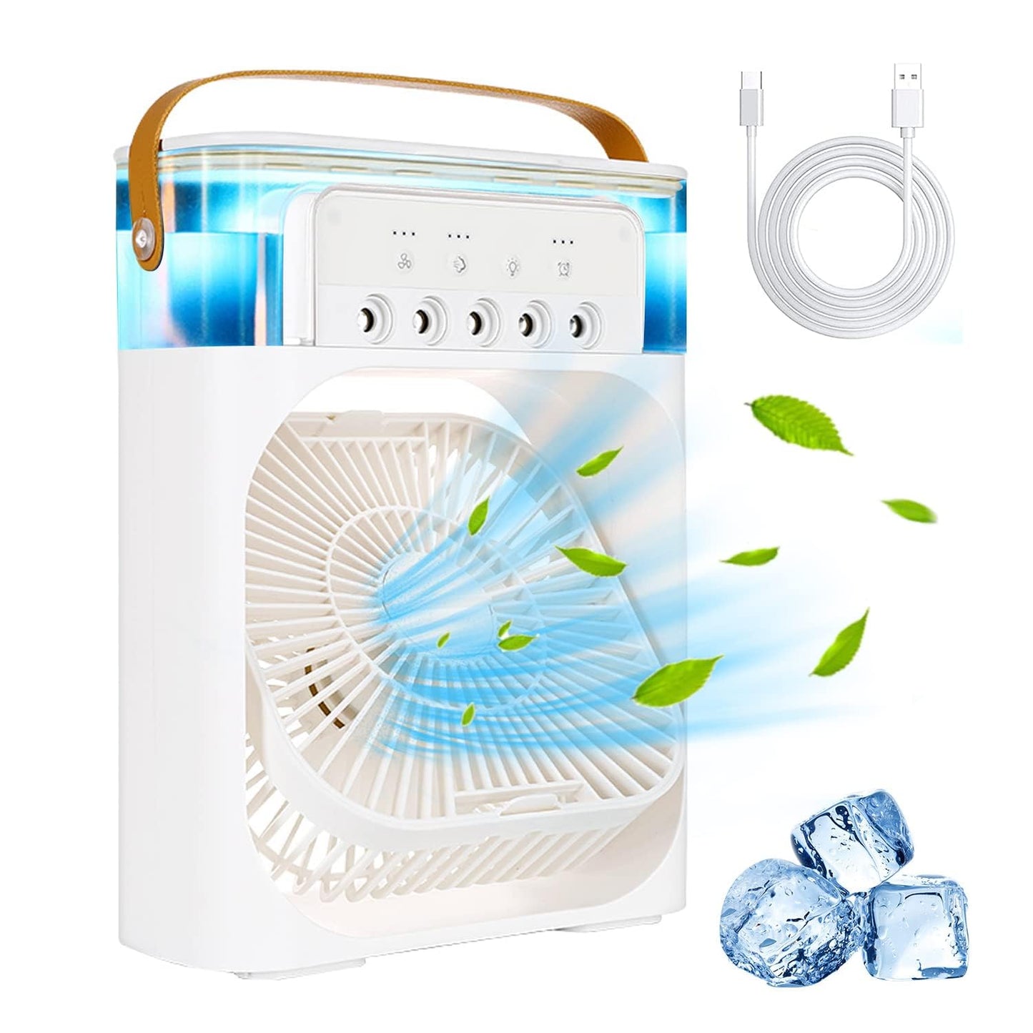 UNUSROOM Mini Air Conditioners,Portable Air Cooler?700ml Evaporative Air Cooler 3 Speeds,USB Personal Air Conditioner with 7 LED Light?1-3H Timer Portable AC Cooling Fan for car Home Office Room
