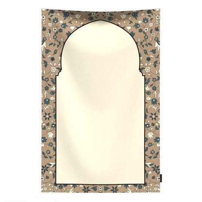 Al-Rawda Portable Prayer Mat, a Waterproof and Lightweight Travel-Friendly Rug that folds to a Compact Pocket Size, Beige, Ideal for Outdoor and Indoor Use, Perfect for Salah on the Go