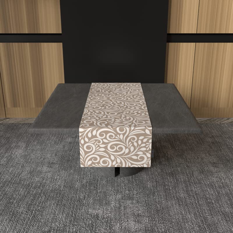 Cran Canvas Table Runner in Beige & Blue, a Durable Decorative Centerpiece with a Subtle, Sophisticated Pattern, 35x140 cm, perfect for a Minimalist or Modern Dining Table Decor