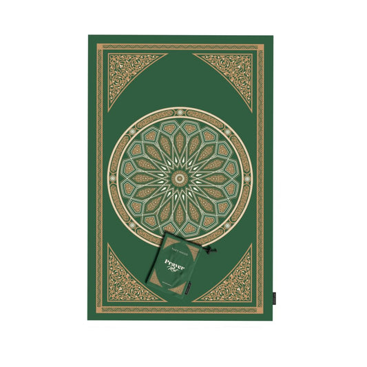 Al-Qubba Portable Prayer Mat, a Waterproof and Lightweight Travel Rug, Compact and Foldable to Pocket Size, Green, Perfect for Ensuring a Clean and Convenient Space for Muslim Prayer on the Go