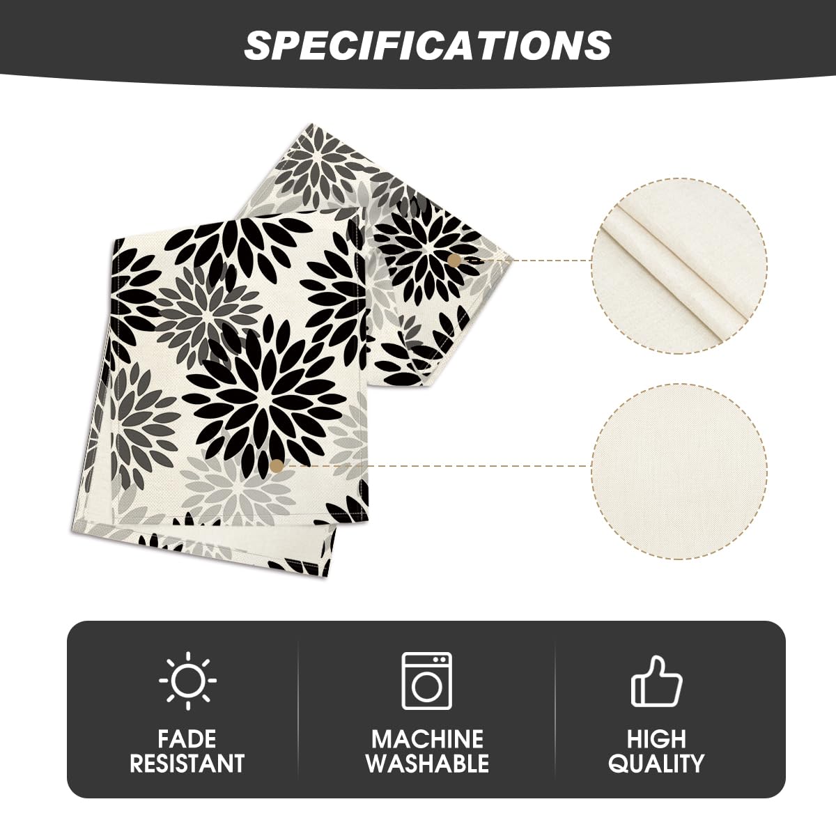 INTEX HOME Velvet Floral Table Runner, Soft Linen Fabric, Machine Washable, Rectangular Design, 1 Piece, 45 x 135 cm, Black x Grey, Dining Table Decoration for Home, Events and Special Occasions