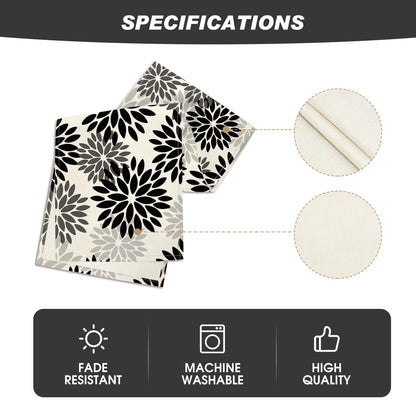 INTEX HOME Velvet Floral Table Runner, Soft Linen Fabric, Machine Washable, Rectangular Design, 1 Piece, 45 x 135 cm, Black x Grey, Dining Table Decoration for Home, Events and Special Occasions