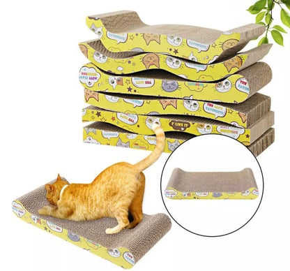 RIZAYS Cat Scratcher Scratch Pad, Kitty Scratching Board Post Catnip Bed, Scratching Corrugated Cardboard (Bone Shape)