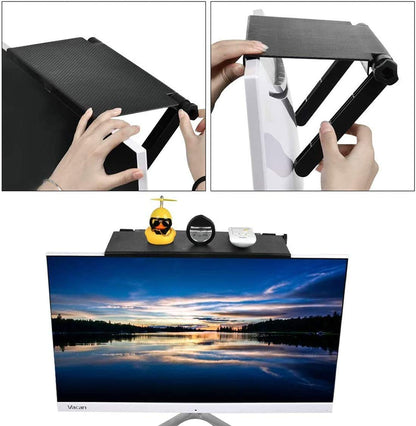 Friusate TV Adjustable Screen Rack - Foldable Monitor Top Shelf with Mount Organizer Stand, Bracket Holder for Cable Box, TV, Camera Frames, Remote & Home Decor