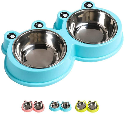 BIG Double Dog Cat Bowls Premium Stainless Steel 38cm*18cm (Leopard)
