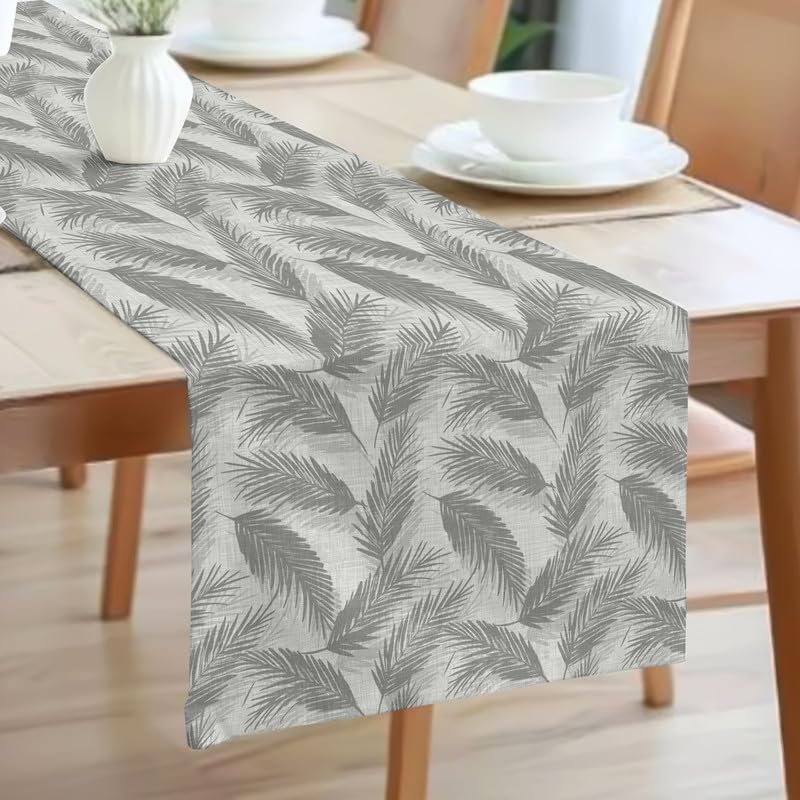 INTEX HOME Linen Velvet Table Runner, Bella Leaf Pattern, Premium Soft Fabric, 45W×135L CM, Turquoise, Elegant Dining and Living Room Decor, Luxurious Protection for Daily Use and Special Occasions