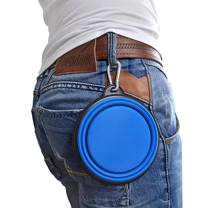 ECOSCO Collapsible Dog Bowl with Carabiner Clip (Blue/Green/Yellow, Pack of 3, Large)