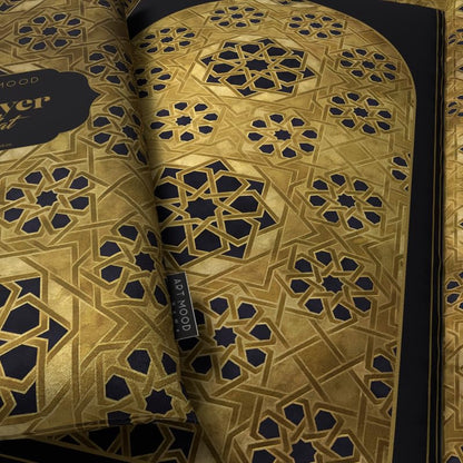 Exquisite Velvet Padded Prayer Rug in Gold and Black, 68x117 cm, a beautifully designed soft mat with thick padding for a comfortable and luxurious prayer experience every day