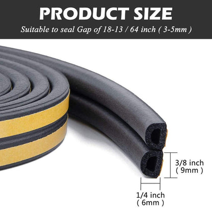 33Feet Long Weather Stripping for Door,Insulation Weatherproof Doors and Windows Seal Strip,Collision Avoidance Rubber Self-Adhesive Weatherstrip,2 Rolls(Black)