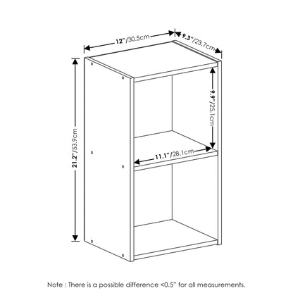 2-Tier Cube Bookcase, Small Storage and Book Organizer, Compact Two-Cube Shelf in White Finish, Perfect for Desktop or Floor Use in any Room or Office Setting