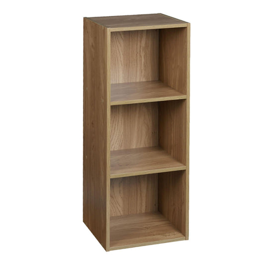 3-Tier Wooden Bookcase, a Compact and versatile Open Shelving Display and Storage Unit for books and Decor, Suitable for any Room, presented in a Classic OakWood Finish