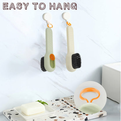 2Pcs Multifunctional Liquid Shoe Cleaning Brush with Soap Dispenser, Shoe Laundry Brush Scrub Brushes for Cleaning, Soft Bristle Cleaning Brushes for Household Use Bathroom Kitchen (Green, White)