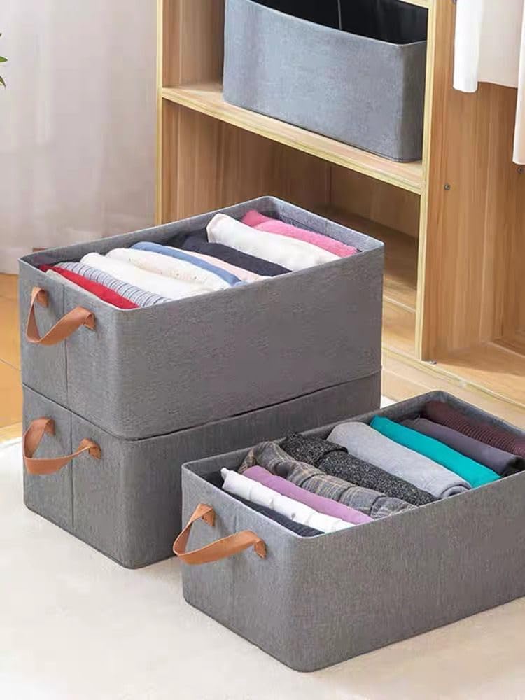 Clothes Storage Box, Positive Artifact Layer Basket, Divided Fabric, Foldable Large Capacity Storage Box - Grey