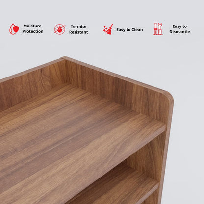 Wood Shoe Rack, Fits up to 15 Pairs, 4-Shelf Wooden Shoe Storage Organizer for Home, Knock-Down Design for Easy Assembly, Brown Finish