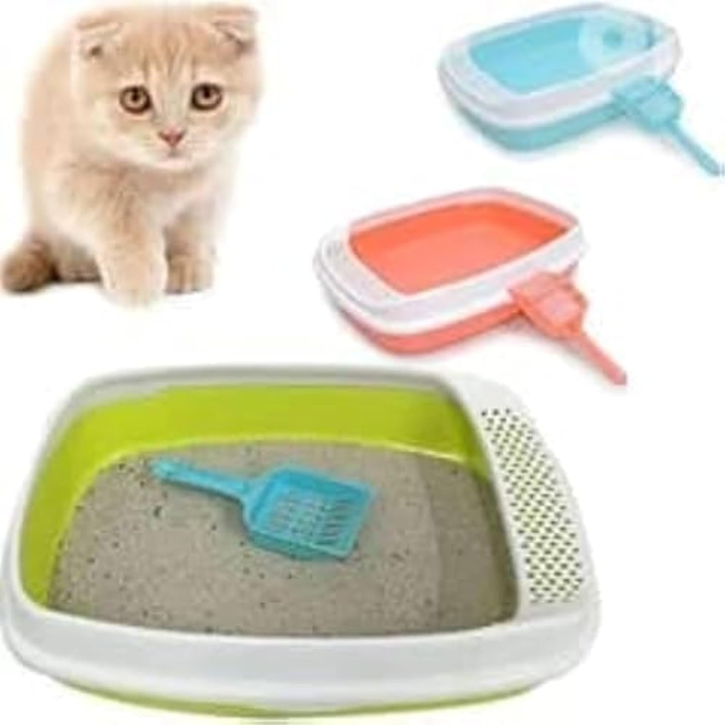Litter Box with Scoop - Compact, All Ages, Unisex - Cat Owners