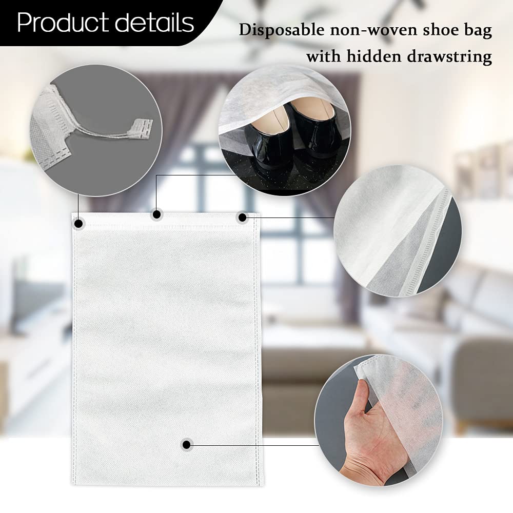 20 Pcs Large Travel Shoe Bags, Portable Dustproof Waterproof Drawstring Shrinkable Closure Non-Woven Shoe Storage Bags for Men's Shoes Women's Shoes and Children Shoes, Gray, L