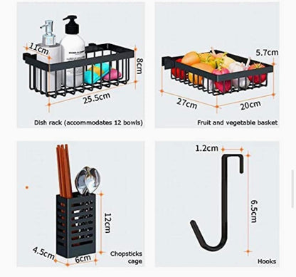 Dish Drying Rack Kitchen Sink Drain Storage Rack Stainless Steel Counter Organizer, Width Adjustable 2-layer Tableware Kitchen Storage (black)