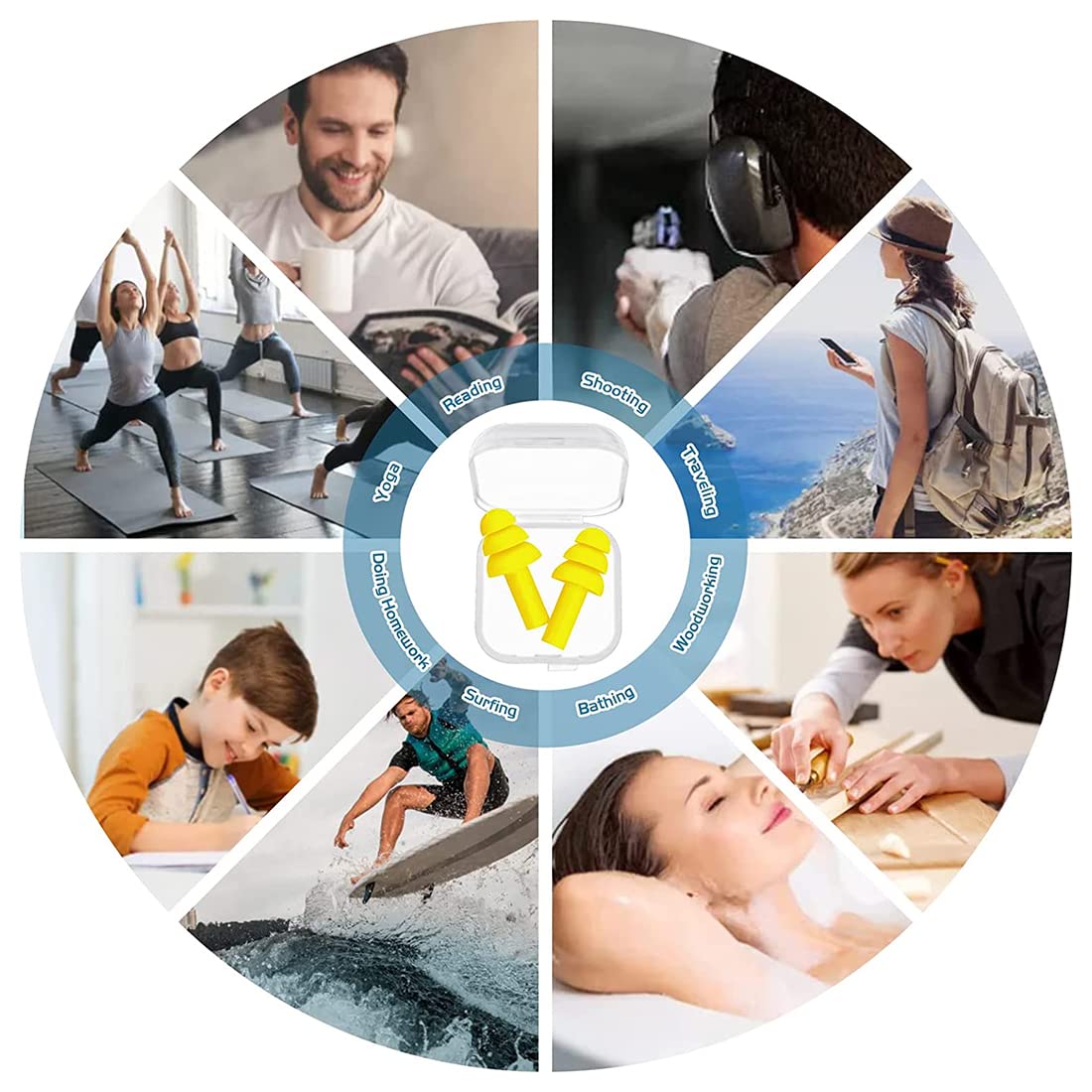 LONSVTTU 5 Pairs Ear Plugs for Swimming Waterproof Reusable Silicone Ear Plugs for Swimming Shower Work Sleep Learning