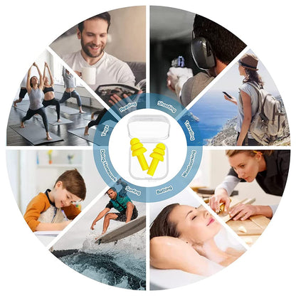 LONSVTTU 5 Pairs Ear Plugs for Swimming Waterproof Reusable Silicone Ear Plugs for Swimming Shower Work Sleep Learning