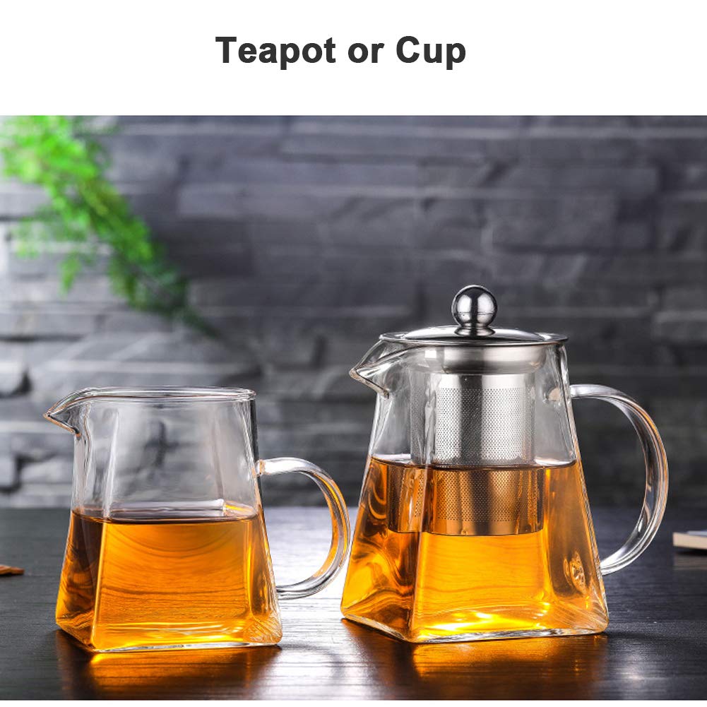 ANSUG Square Glass Teapots, 350 ml Clear Heat Resistant GlassTea Pots - Stainless Steel Tea Infuser and Strainers Safe for Microwavable and Stovetop
