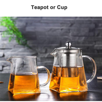 ANSUG Square Glass Teapots, 350 ml Clear Heat Resistant GlassTea Pots - Stainless Steel Tea Infuser and Strainers Safe for Microwavable and Stovetop